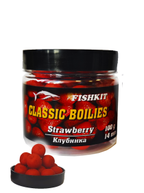Бойлы "FISHKIT" Classic тонущие КЛУБНИКА 14мм 100г