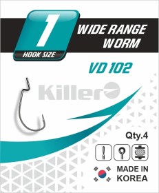 Крючок офсетный Killer Wide range worm №1/0 арт.102