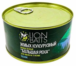 Жмых Lion Baits Кукурузный промасленный Большая река "ЧЕСНОК" 10шт Ж/Б
